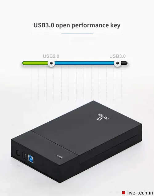 Live Tech 3.0 USB Casing 8.89 cm/6.35 cm(3.5/2.5 Inch) SATA to USB External Hard Drive Enclosure Case for Laptop/Desktop/SSD HD